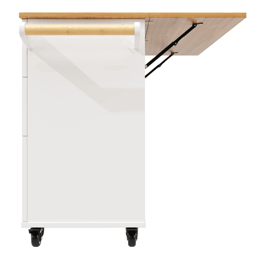 Ilha de cozinha moderna - Multifuncional com espaço de armazenamento e prateleiras extensíveis - Branco