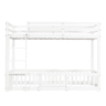 Beliche 90x200 - Cama de madeira com escada em ângulo, corrimão e porta, proteção contra quedas, espaço livre por baixo - Branco