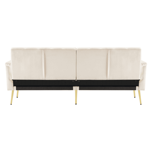 Sofá-cama dobrável moderno de 2 lugares - com função de cama, com pés auxiliares, tecido de veludo - Bege
