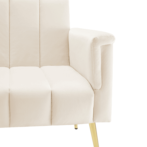 Sofá-cama dobrável moderno de 2 lugares - com função de cama, com pés auxiliares, tecido de veludo - Bege
