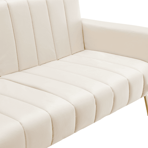 Sofá-cama dobrável moderno de 2 lugares - com função de cama, com pés auxiliares, tecido de veludo - Bege