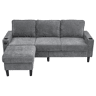 Sofá de 3 lugares - Sofá com portas USB e tipo C, 2 porta-copos, em forma de L, para sala, apartamento e quarto - Cinza, linho