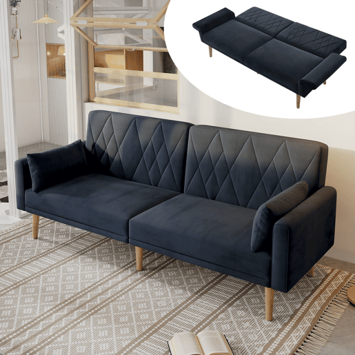 Sofá pequeno, sofá de dois lugares - sofá-cama com função de descanso - preto