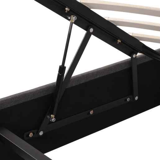 Cama estofada LED 140*190 - armazenamento hidráulico com gavetas e cabeceira rebatível - cinzento