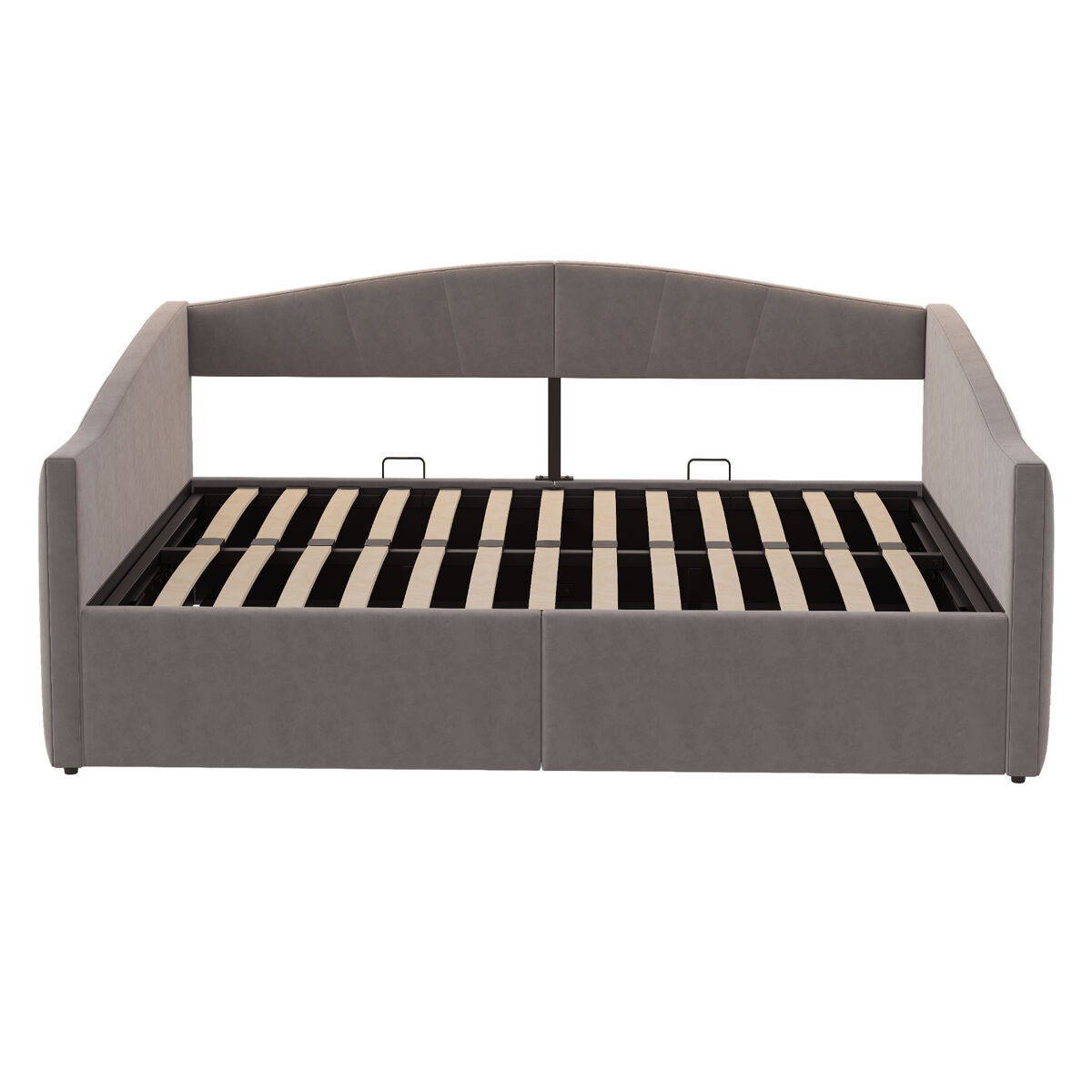Sofá cama 140*200 cm - con almacenamiento hidráulico, con somier y reposabrazos, rayas clásicas, versátil doble, tejido de terciopelo, gris