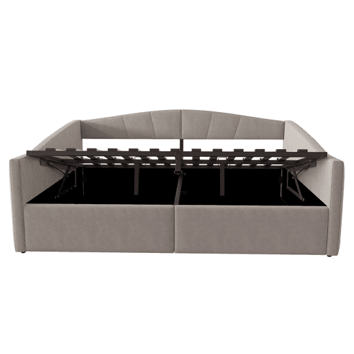 Sofá-cama 140*200 cm - Com armazenamento hidráulico, com estrado e apoios de braços, riscas clássicas, versátil duplo, tecido de veludo, cinzento