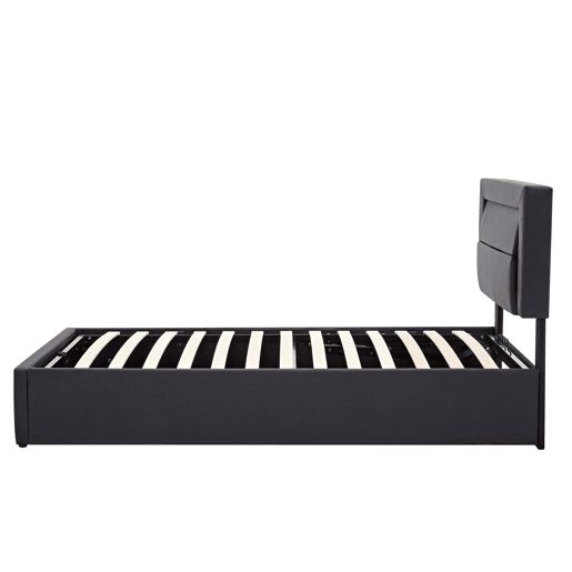 Cama estofada 90 x 190 cm - com USB, carregamento sem fios e com fios, LED e armazenamento - Preto