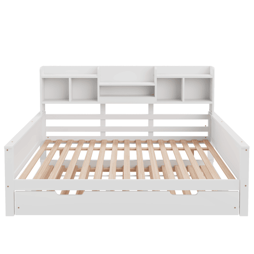 Sofá-cama 140200 cm - Com cama extraível 90190 cm, com arrumação e estrado, madeira de pinho, multifuncional - Branco