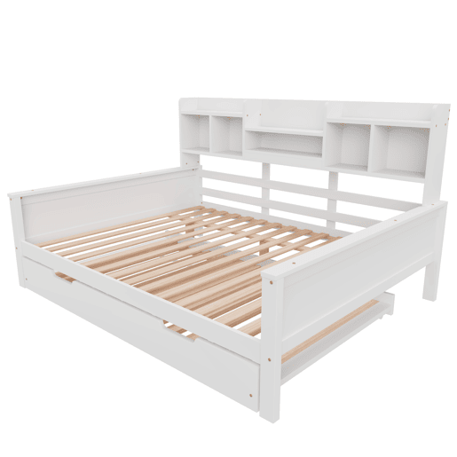 Sofá-cama 140200 cm - Com cama extraível 90190 cm, com arrumação e estrado, madeira de pinho, multifuncional - Branco