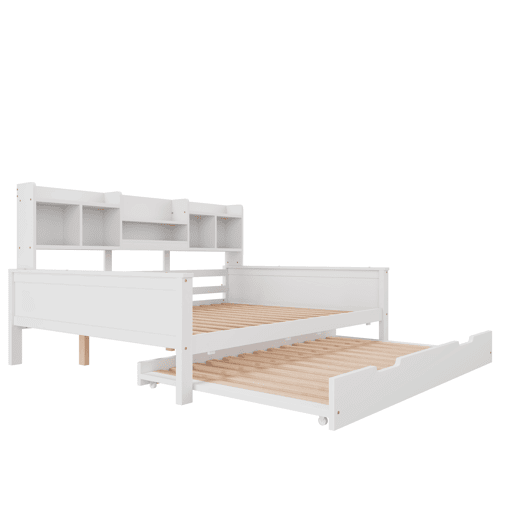 Sofá-cama 140200 cm - Com cama extraível 90190 cm, com arrumação e estrado, madeira de pinho, multifuncional - Branco
