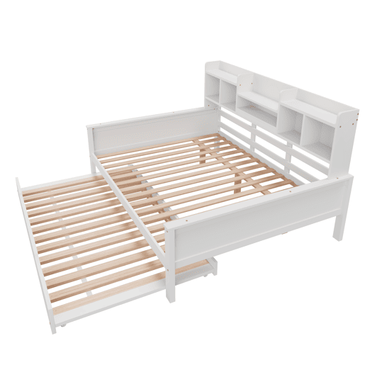 Sofá-cama 140200 cm - Com cama extraível 90190 cm, com arrumação e estrado, madeira de pinho, multifuncional - Branco