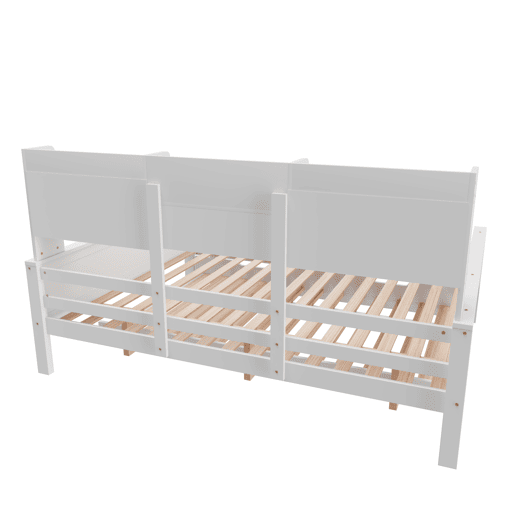 Sofá-cama 140200 cm - Com cama extraível 90190 cm, com arrumação e estrado, madeira de pinho, multifuncional - Branco