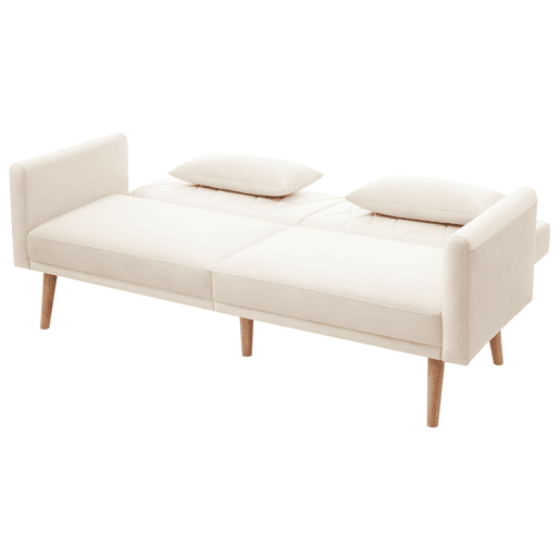 Sofá pequeno de 2 lugares - Sofá-cama com função de cama, em veludo, ideal para sala de estar, quarto, cinema em casa, quarto de hóspedes - Bege