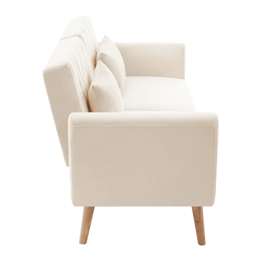 Sofá pequeno de 2 lugares - Sofá-cama com função de cama, em veludo, ideal para sala de estar, quarto, cinema em casa, quarto de hóspedes - Bege