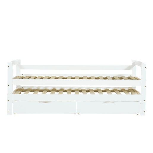 Cama extra 200x90190x90 - com estrado deslizante e 2 gavetas de arrumação - branco