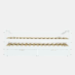 Cama extra 200x90190x90 - com estrado deslizante e 2 gavetas de arrumação - branco