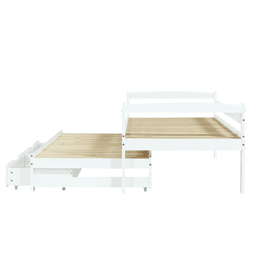 Cama extra 200x90190x90 - com estrado deslizante e 2 gavetas de arrumação - branco