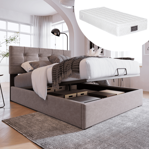 Cama individual 90x200 cm - Cabeceira ajustável, cama com estrado de metal, veludo, estrutura moderna com arrumação - Cinza claro