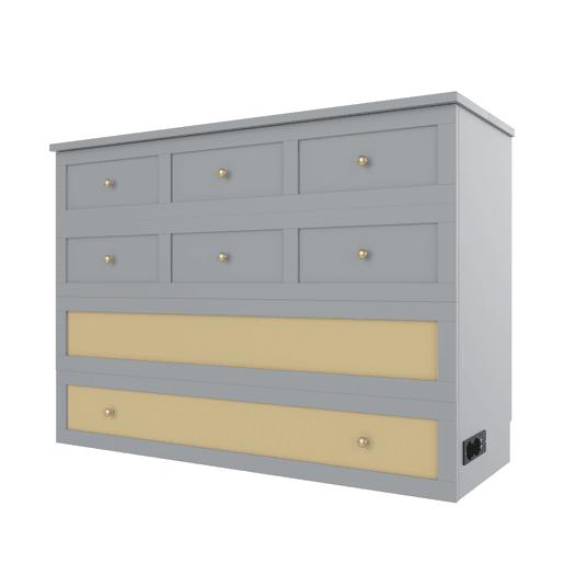 Cama rebatível 140x200 cm - móvel, gavetas na base, prateleira na cabeceira, USB e tomada, cama plataforma convertível, sem colchão - cinza