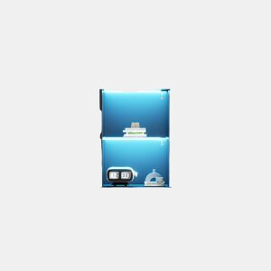 Vitrine alta 45x35x160 cm - LED, 1 prateleira de vidro - Preto brilhante