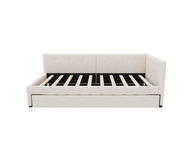 Cama daybett 90x200 cm - cama de día con cama adicional, sofá cama, cama individual, estilo minimalista - beige