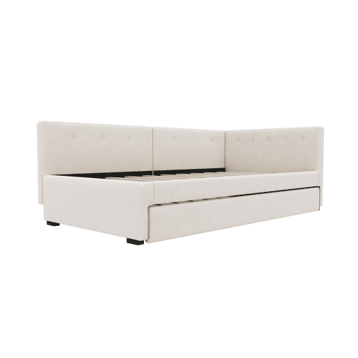 Cama Daybett 90x200 cm - Cama de día con cama adicional, sofá cama, cama individual, estilo minimalista - Beige