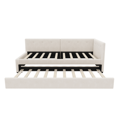 Cama Daybett 90x200 cm - Cama de día con cama adicional, sofá cama, cama individual, estilo minimalista - Beige