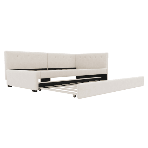 Cama Daybett 90x200 cm - Cama de día con cama adicional, sofá cama, cama individual, estilo minimalista - Beige