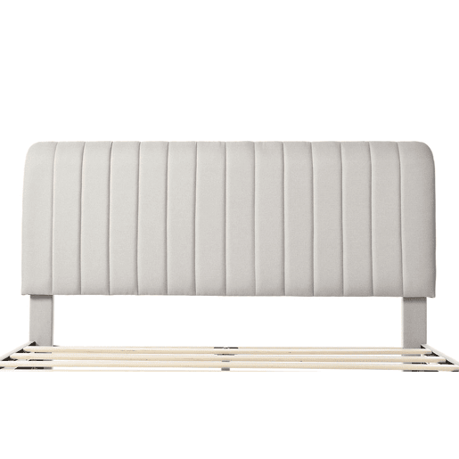 Cama individual estofada 160x200 - cabeceira ajustável, estrado incluído, estrutura em linho - Cinza-Bege