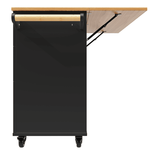 Ilha de cozinha moderna 120x60x90 cm - Buffet, mesa multifuncional com arrumação, carrinho de cozinha com prateleiras extensíveis - Preto Ilha de cozinha moderna 120x60x90 cm - Buffet, mesa multifuncional com arrumação, carrinho de cozinha com prateleiras extensíveis - Preto