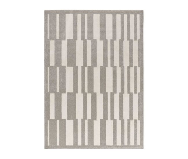 Alfombra geométrica con relieve gris / blanco baresa, 160x230 cm - atticgo