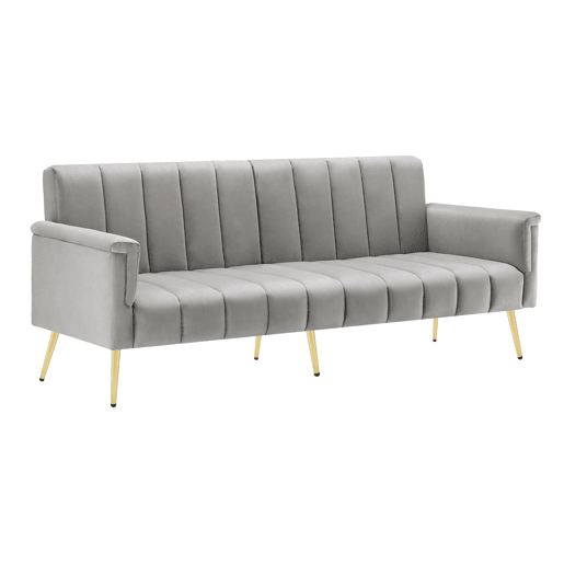 Sofá-cama moderno de 2 lugares - com função de cama e pés auxiliares - Cinza