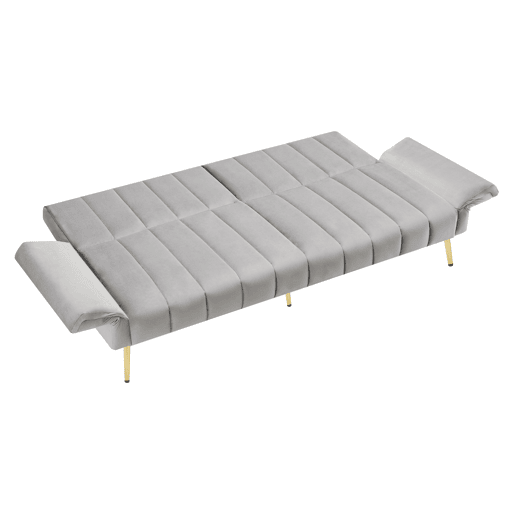 Sofá-cama moderno de 2 lugares - com função de cama e pés auxiliares - Cinza