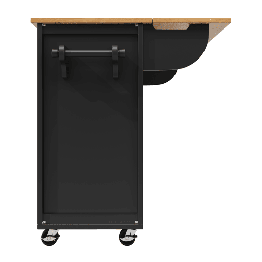 Ilha de cozinha 120x73x92 cm - Armário de cozinha, carrinho de cozinha com bancada rebatível, suporte para toalhas, prateleira para especiarias, prateleira para portas, prateleira para vinho e prateleiras ajustáveis - Preto