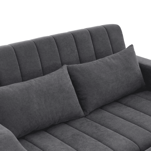 Sofá multifuncional moderno de 2 lugares - Sofá-cama com encosto ajustável, porta-copos e almofadas - Cinza