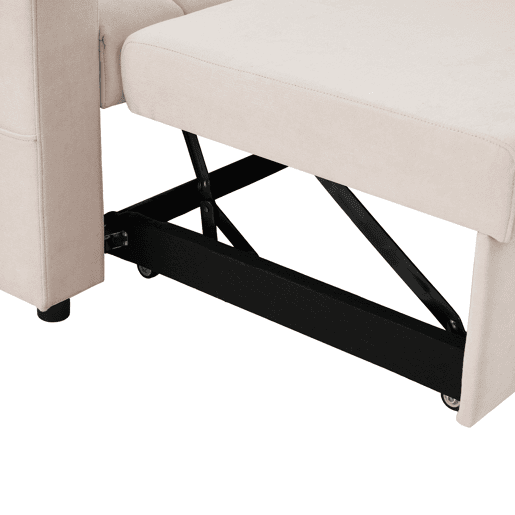 Sofá multifuncional moderno - Sofá-cama com função de descanso, encosto ajustável, com porta-copos e almofadas - Bege