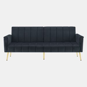 Sofá-cama moderno dobrável - com pés adicionais, com função de cama, em veludo - Preto
