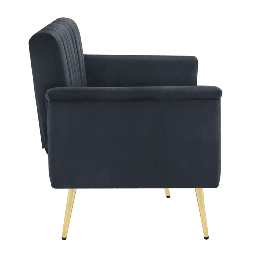 Sofá-cama moderno dobrável - com pés adicionais, com função de cama, em veludo - Preto