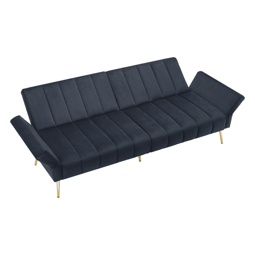Sofá-cama moderno dobrável - com pés adicionais, com função de cama, em veludo - Preto