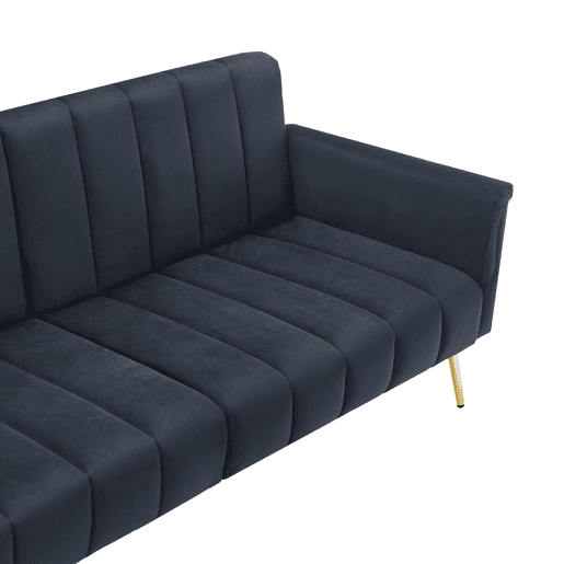 Sofá-cama moderno dobrável - com pés adicionais, com função de cama, em veludo - Preto