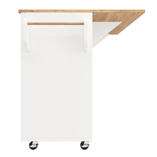 Ilha de cozinha moderna 120x40x75 - Mesa multifuncional com arrumação, carrinho de cozinha com prateleiras para lanches - Branco