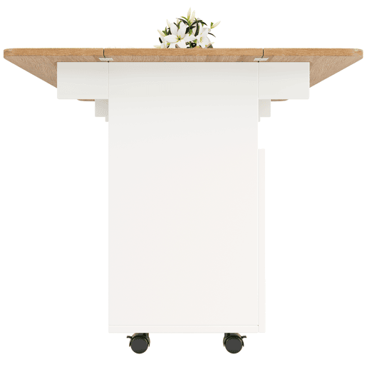 Ilha de cozinha moderna - Multifuncional com espaço de armazenamento - Branco+Natural+Prata