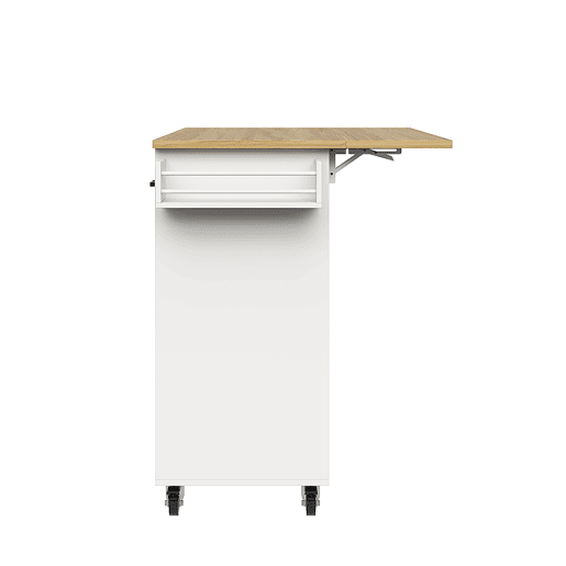 Carrinho de cozinha 107 cm - com bancada, suporte para toalhas, prateleira para especiarias, divisórias ajustáveis - branco