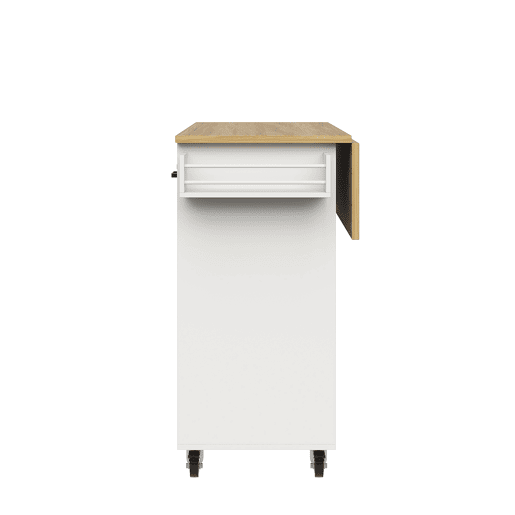 Carrinho de cozinha 107 cm - com bancada, suporte para toalhas, prateleira para especiarias, divisórias ajustáveis - branco