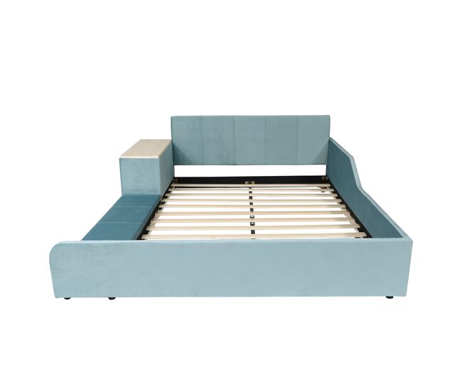 Cama individual 140x200cm - con escritorio infantil y taburete - azul