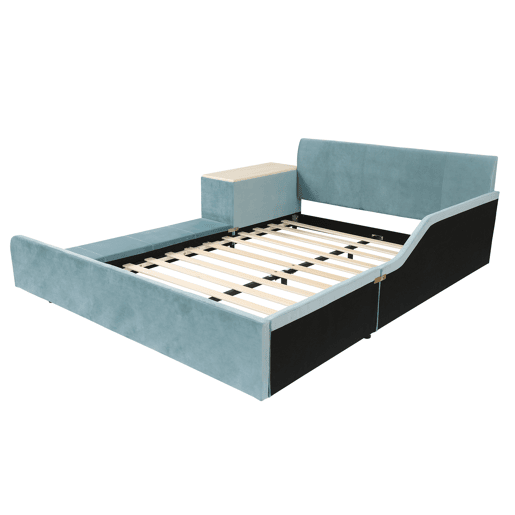 Cama individual 140x200cm - com secretária infantil e banco - azul Cama individual 140x200cm - com secretária infantil e banco - azul