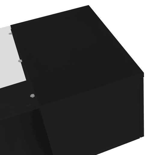 Mesa de centro com LED multicolorido - 2 portas com dobradiças e prateleira de vidro - Preto Mesa de centro com LED multicolorido - 2 portas com dobradiças e prateleira de vidro - Preto