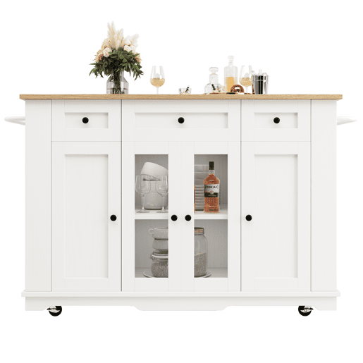 Ilha de cozinha - divisórias removíveis - com bancada - Branco