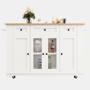 Ilha de cozinha - divisórias removíveis - com bancada - Branco