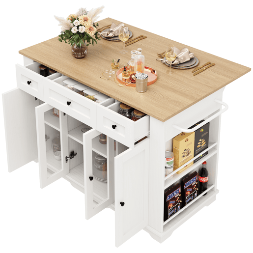 Ilha de cozinha - divisórias removíveis - com bancada - Branco